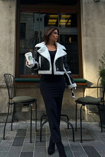 Sindimoda Devin Deri Görünümlü Tasarım Crop Kaban 20158