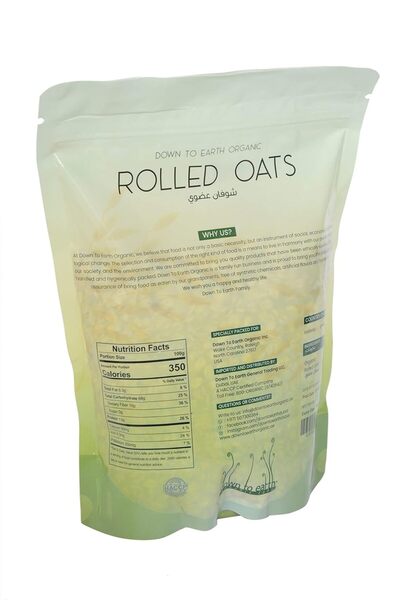 download Organic Rolled Oat Flakes - Down To Earth, High Fiber, 500 g