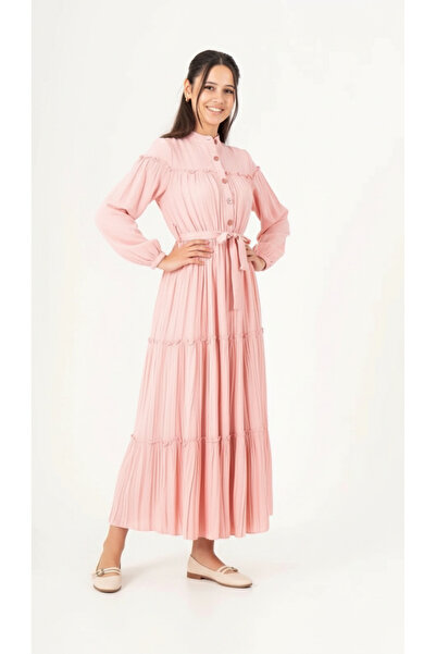 Asortix Дълга скромна рокля за момичета - с подплата - свободна кройка и лека - ELB-0049-4979