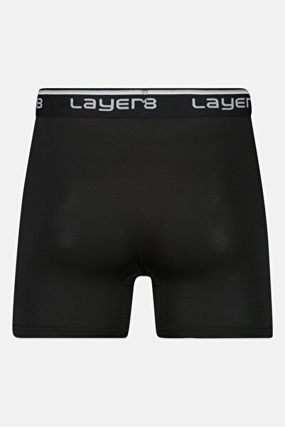 Layer 8 Men 4 Pack Brand Logo Boxer Brief, Black