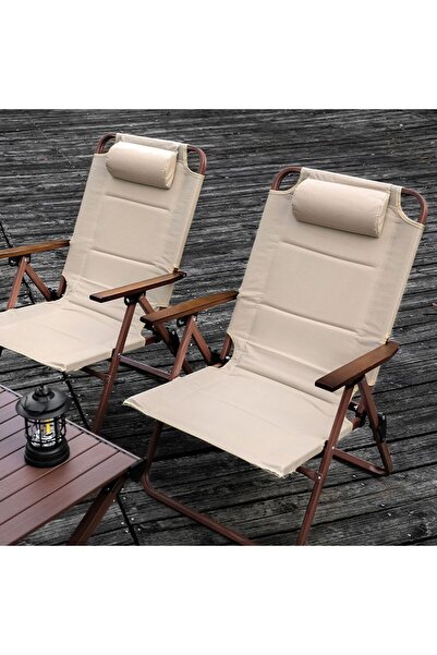 Ominii كرسي تخييم قابل للطي في الهواء الطلق، كرسي خشبي محمول، قابل للتعديل بث...