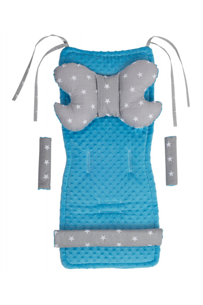Nichiduta 4 in 1 Minky stroller set with cushion mattress, 2 belt protectors and bumper bar protector