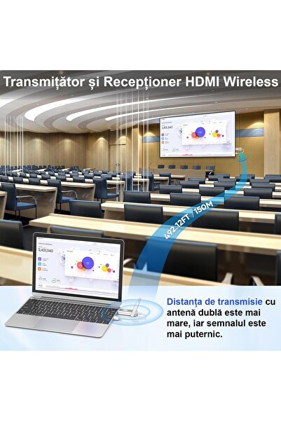 ENZIRO Kit de extensie HDMI wireless, transmițător și 2 receptoare, Full HD 1080p, bandă duală 2.4G/5G, W
