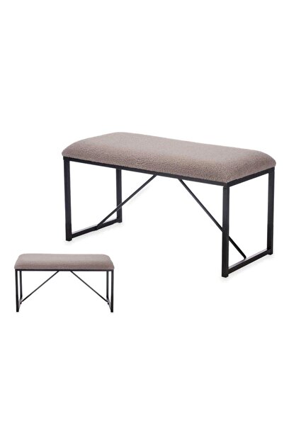 verk group Gray sheepskin and metal bench