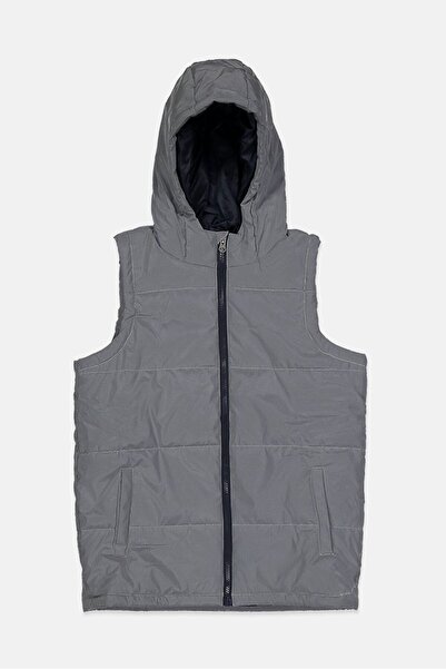 Tchibo Kids Boy Quilted Sleeveless Hooded Jacket, Grey