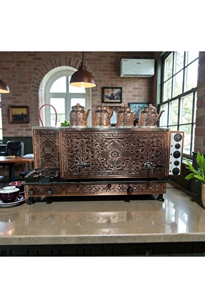 Copper Atelier Copper Electric and Lpg First Class Tea Boiler 4 Teapots 50 Lt Capacity