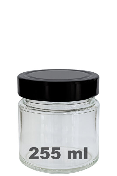 Afracam 255 ml Jar with Black Deep Lid 255 Cc Transparent Jam, Marmalade Glas...