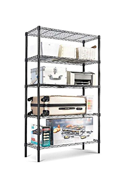 Generic رف تخزين من الفولاذ الكربوني بخمس طبقات وخمسة أرفف - أسود 55x30.5x150 سم