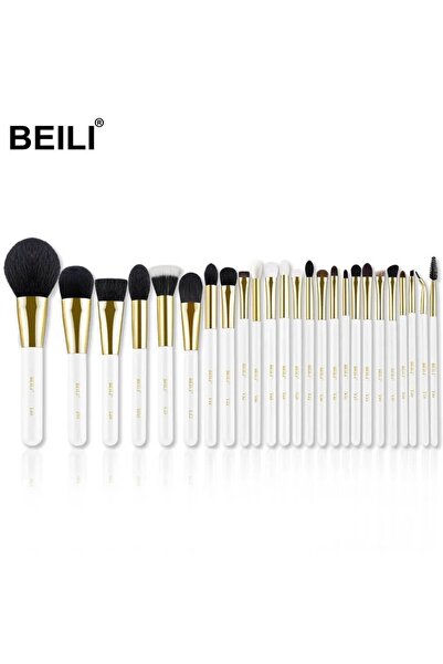 BEILI Set of 25 Make-up Brushes White Gold