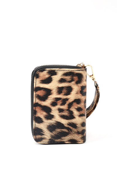 SHAKA Leopard Shk266 Faux Leather Wallet with 9 Compartments, Zipper Closure, Card Holder and Coin Compartment