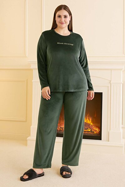 REMSA Σετ πιτζάμες από βελούδινο ύφασμα για γυναίκες μεγάλου μεγέθους 13213 Mint