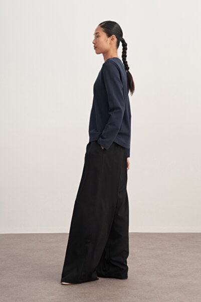 EBU Prive Γυναικείο μακρυμάνικο κορμάκι με διασταύρωση σε μπλε ναυτικό