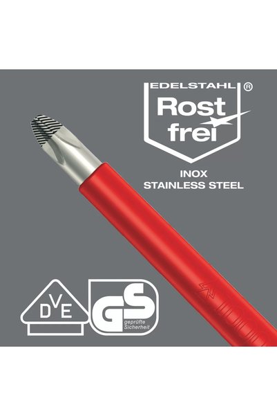 wera 3160 i VDE Yalıtımlı Düz Tornavida, Paslanmaz, 0.6 x 3.5 x 100 mm