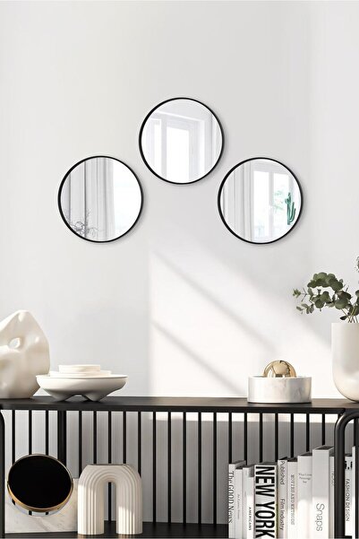 Metpoint Round Mirrored Black 24X24 Serving Tray for Coffee and Tea (Multi-Purpose)