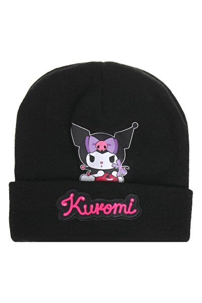 OEM Căciulă neagră Kuromi pentru copii, cu boruri îndoite, pentru fete
