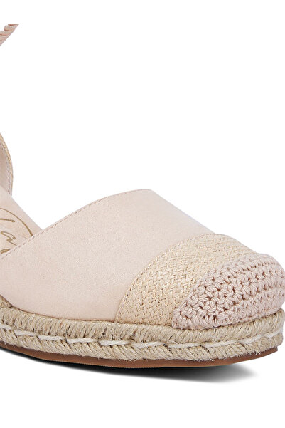 london Rag Women Lace-Up Crochet Espadrilles in Beige