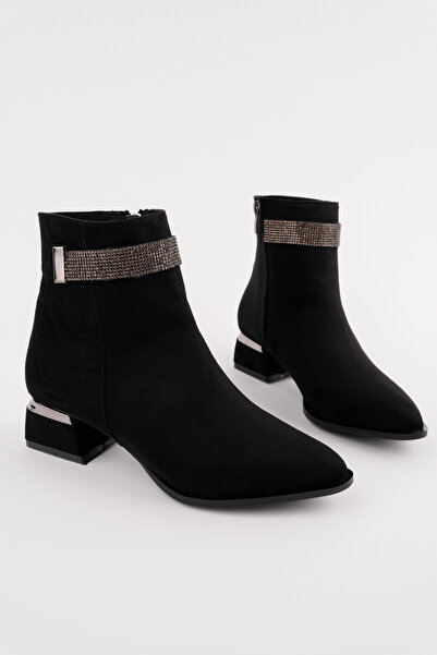 Madam Tarz حذاء BLN-705 بكعب منخفض ومزين بالأحجار