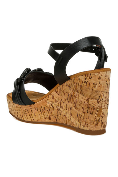 london Rag Women Chain Link Detail Wedge Sandals in Gold