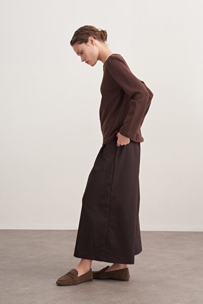 EBU Prive Women's Interlock Long Sleeve Bodysuit Brown