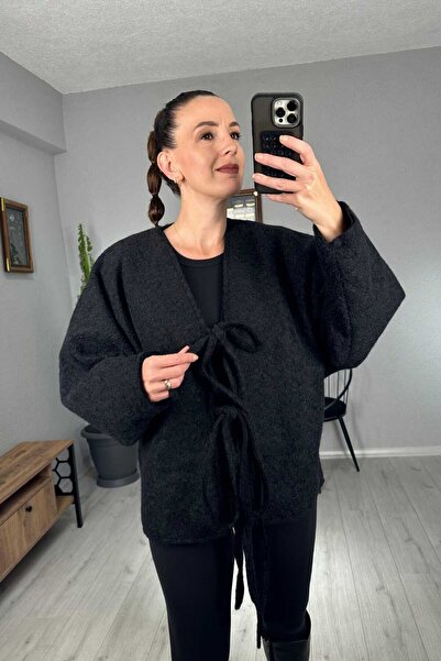 lady special Jachetă din cașmir cu detaliu de legătură la față