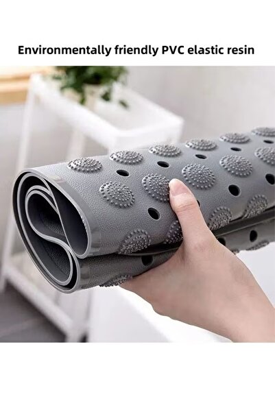 Generic 2PCS Bathtub Mat 36x71cm Anti Slip with Suction Cups and Drain Holes Shower Mat Bath Mat