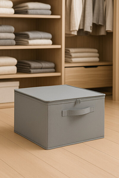 HomyJRs Supported Garbage Can Large Size Smoked Color – Foldable Storage and Organization Box with Zipper