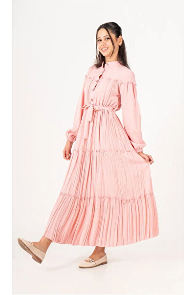 Jannock Girl's Loose Fit Long Full Length Dress Suitable for Hijab-Elb-1049-4979