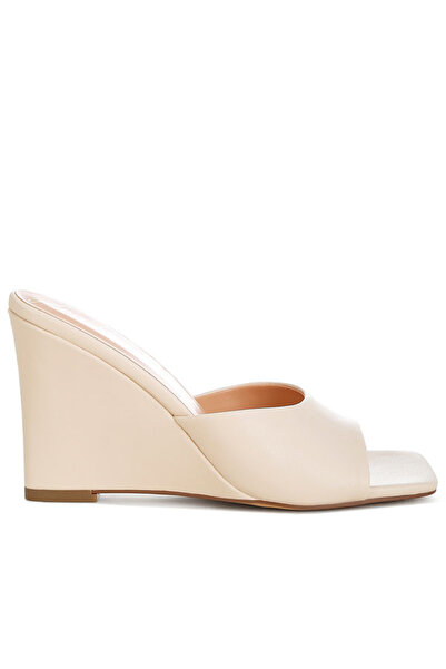 london Rag Women Recycled Faux Leather Wedge Sandals in Beige