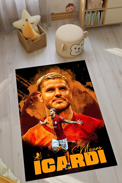 HalıOnline Sarı Kırmızı Taraftar Dijital Baskılı Makinede Yıkanabilir Kaymaz Leke Tutmaz Çocuk Odası Halısı