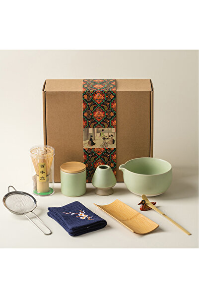 EHOME طقم شاي ماتشا مكون من 9 قطع، صنع شاي ماتشا يدويًا في المنزل، وعاء سهل ا...