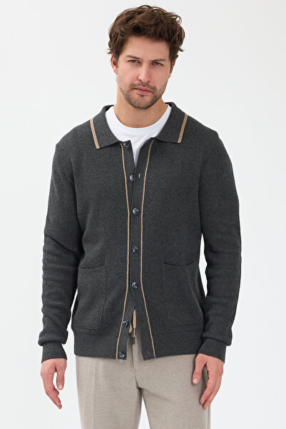 Frappoli Loix Men's Smoked Cotton Blend Thessaloniki Knitted Cardigan with Pocket