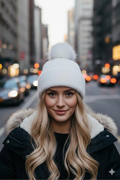 la_hatun Ponponlu bere atkı şal eldiven kürk yarım eldiven şapka kasket