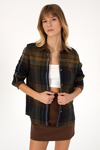 U.S. Polo Assn. قميص نسائي بني بأكمام طويلة 50308646-VR029