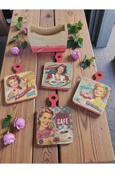 Hureggo Vintage Nostalgic Wooden Coaster Set
