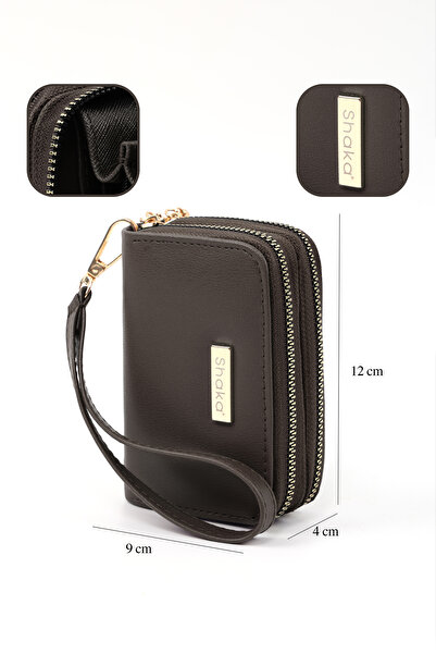 SHAKA Brown Color Shk266 Faux Leather Wallet with 9 Compartments, Zipper Closure, Card Holder and Coin Compartment