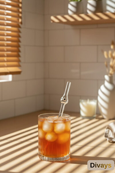 DİVAYS 1 Adet Sevimli Hayalet Borosilikat Cam Pipet | Şeffaf Tekrar Kullanıla...