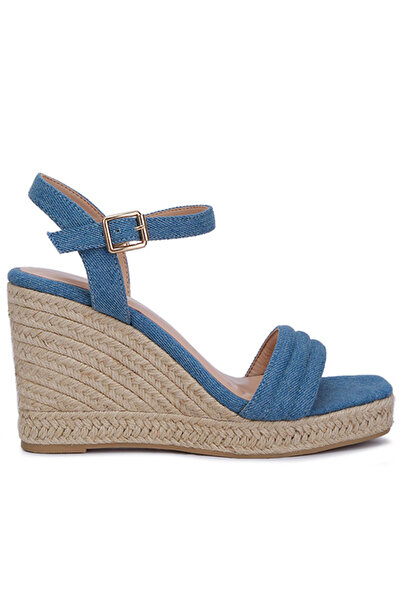 london Rag Women Espadrilles High Wedge Sandals in Denim