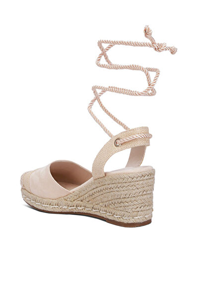 london Rag Women Lace-Up Crochet Espadrilles in Beige