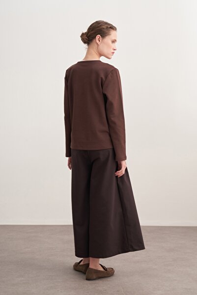 EBU Prive Women's Interlock Long Sleeve Bodysuit Brown