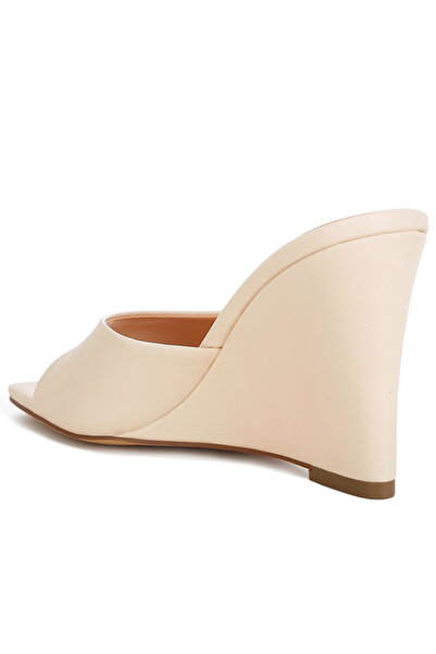 london Rag Women Recycled Faux Leather Wedge Sandals in Beige