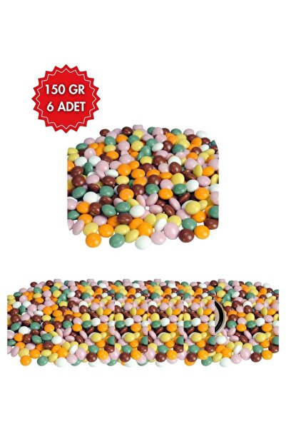 Çiçek Bonibon Şeker 6'lı Paket 6x150 gr - Renkli Draje Çikolata Pasta Süsü