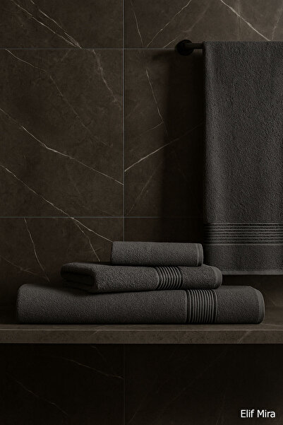 Elif Mira Set de prosoape economice pentru baie, 3 piese, 100% bumbac basic