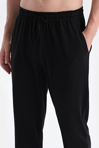 Dagi Μαύρο βαμβακερό πλεκτό παντελόνι διπλής ύφανσης