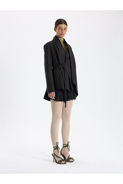 BAQA Draped Jacket with Khaki Belt