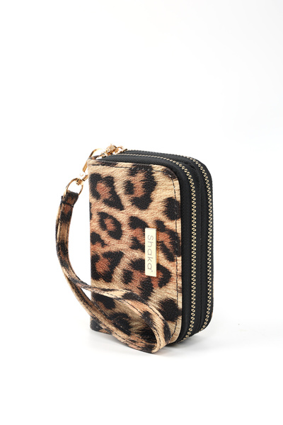 SHAKA Leopard Shk266 Faux Leather Wallet with 9 Compartments, Zipper Closure, Card Holder and Coin Compartment