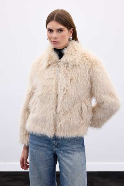 Sateen Blană cu fermoar - Bej