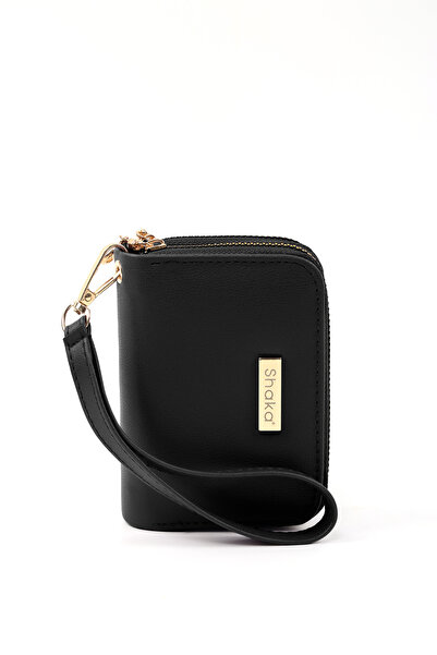 SHAKA Black Shk266 Faux Leather Wallet with 9 Compartments, Zipper Closure, Card Holder and Coin Compartment