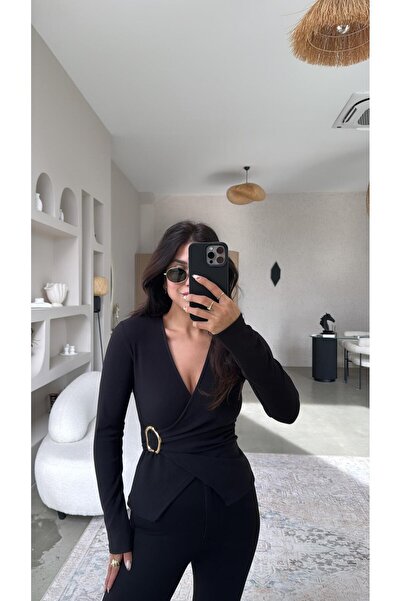 Buket Teke Μπλούζα Ottoman διπλό πέτο με μαύρη χρυσή πόρπη