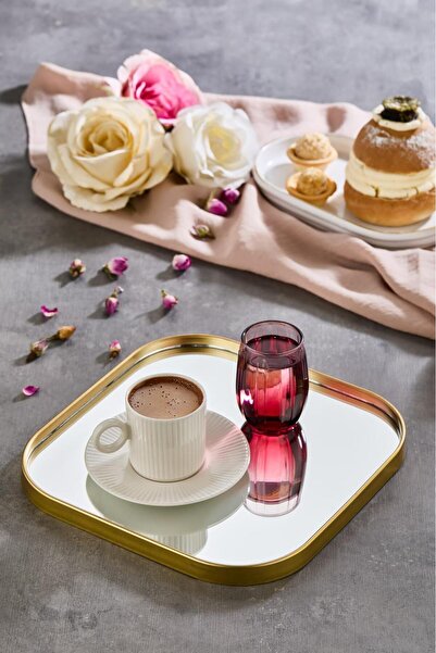 Metpoint Square Mirrored Gold 24X24 Serving Tray for Coffee and Tea (Multi-Purpose)