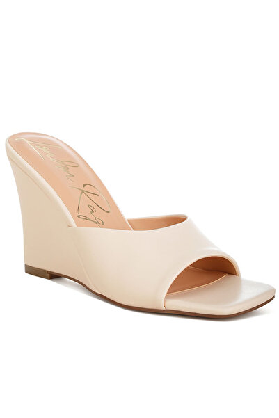 london Rag Women Recycled Faux Leather Wedge Sandals in Beige